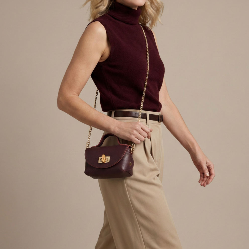 Bamboo Twist Clasp - Burgundy