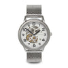 Mr. Beaumont automatic men's skeleton watch with a silver mesh strap