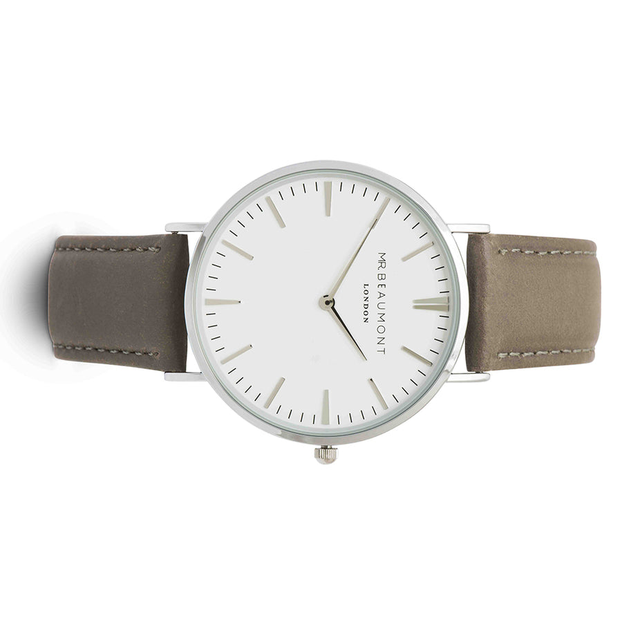 Mr Beaumont Leather Grey/Silver case
