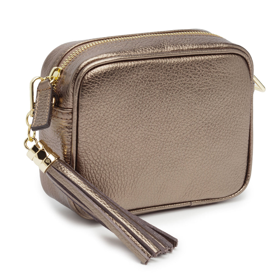 Mini Crossbody Bronze (Black/White/Gold Strap)