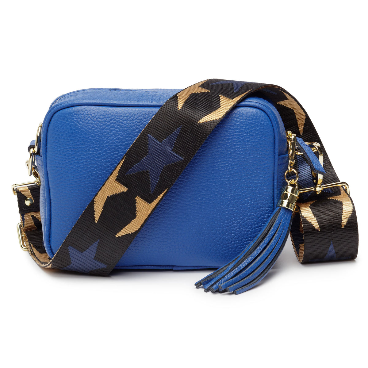 Mist Blue Checkered Print Wide Strap Large Crossbody Bag