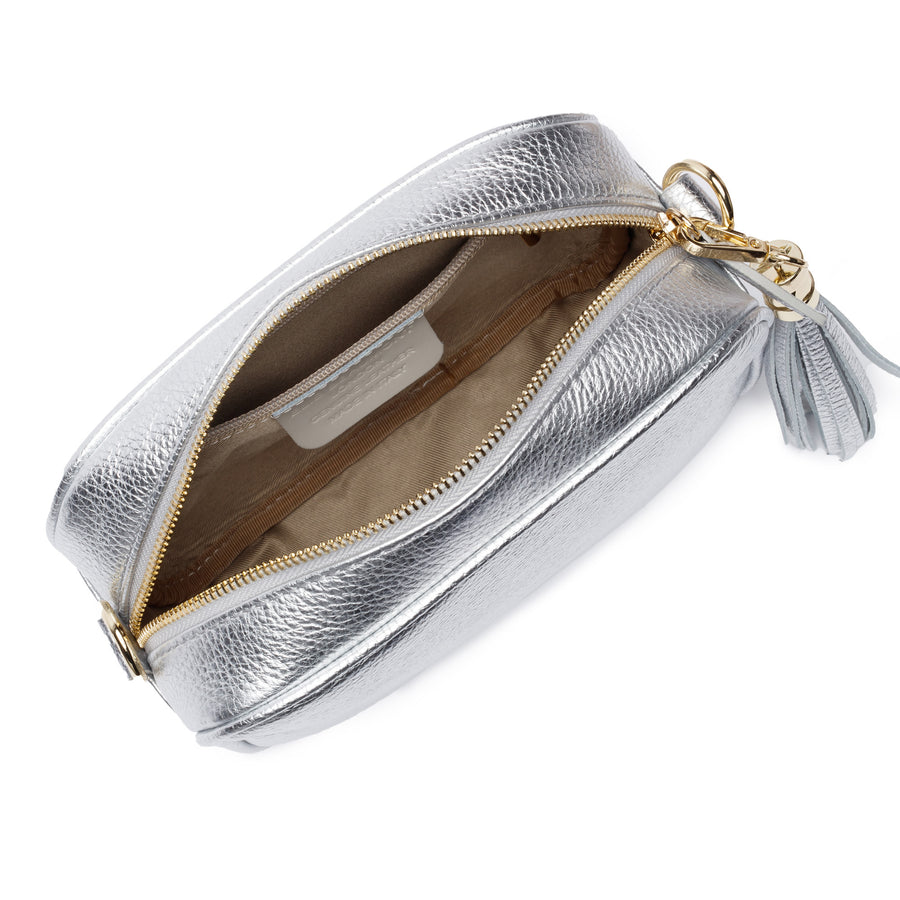 Crossbody Silver (Black/Orange stripe Strap)