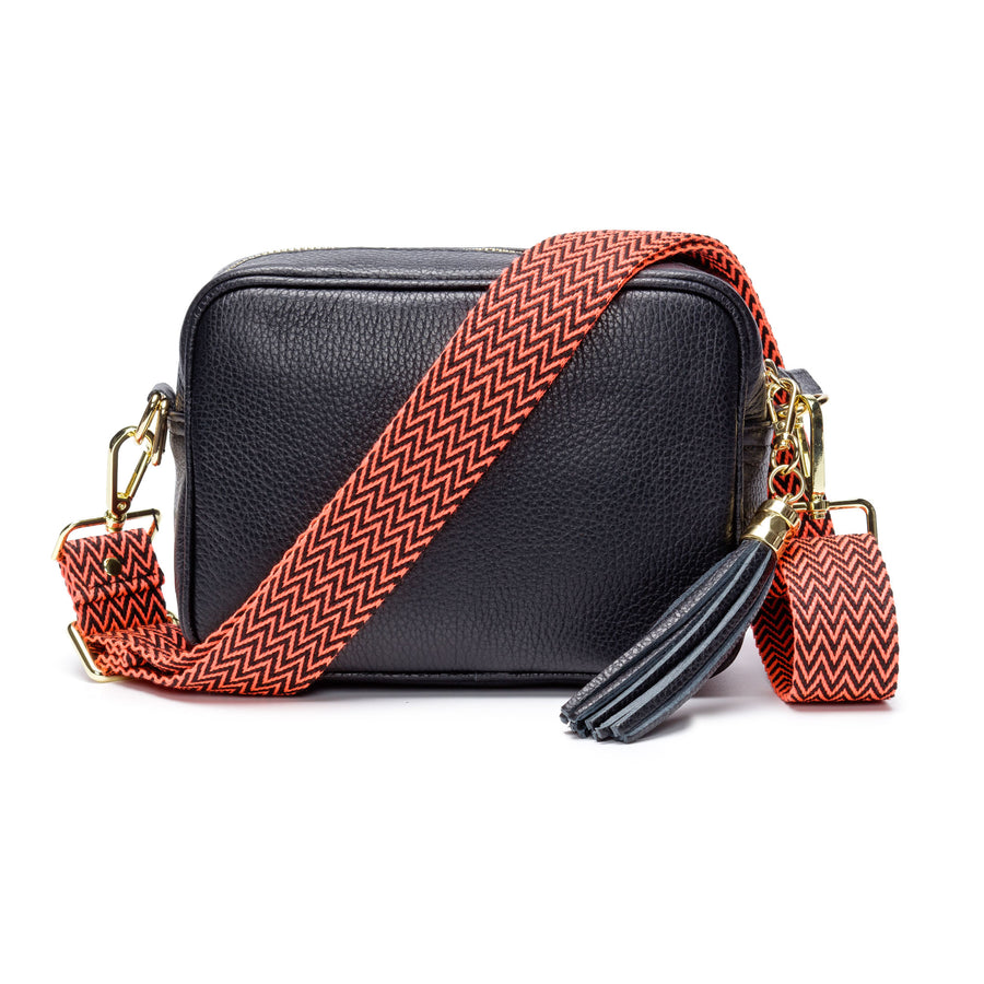 CROSSBODY SCHWARZ (ORANGE ZICKZACK-BAND)