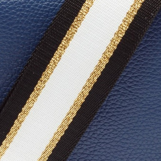 Crossbody strap - Black/ Gold/ White Stripes