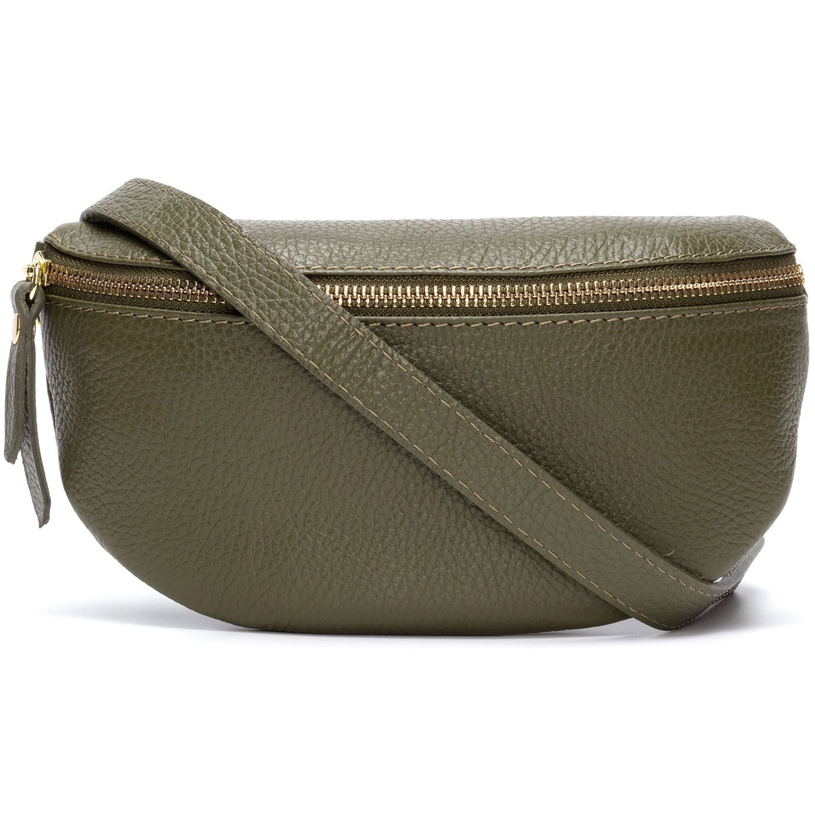 Elian Olive Sleek Lock Shoulder Bag