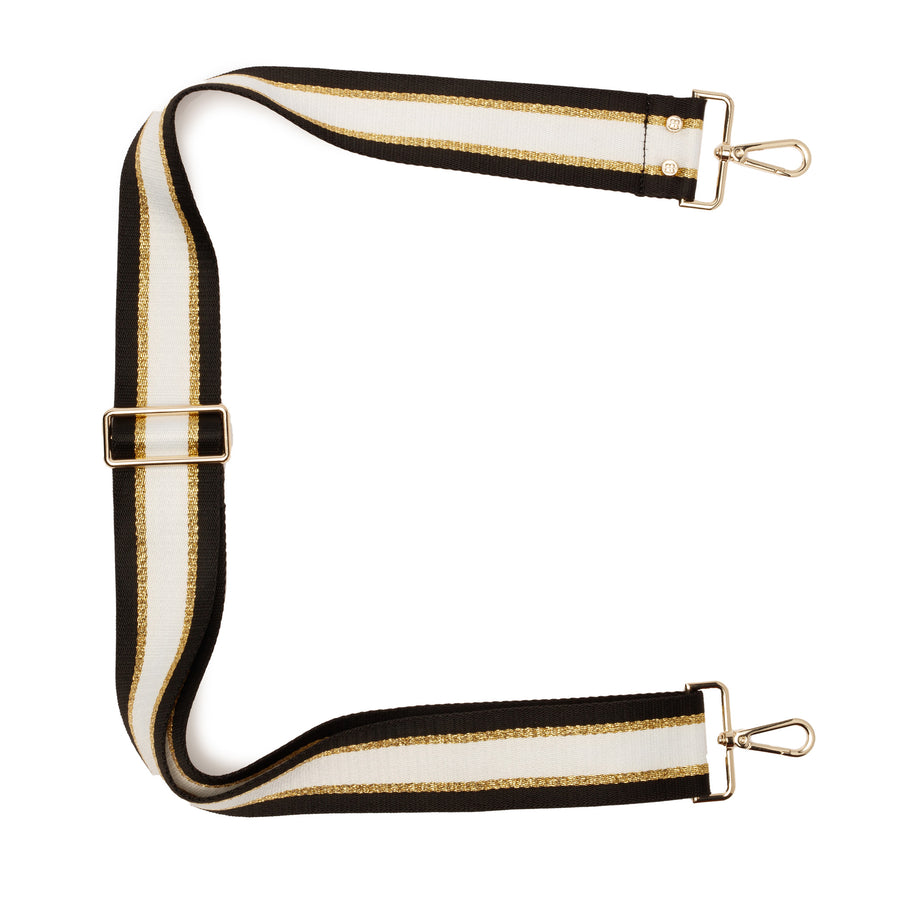 Crossbody strap - Black/ Gold/ White Stripes