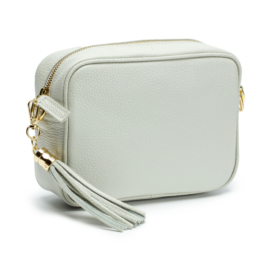 Italian Made Women's Crossbody Handbag | Premium Genuine Leather Bag | Designed in London | Black (Blue Diamond Strap) | Elie Beaumont