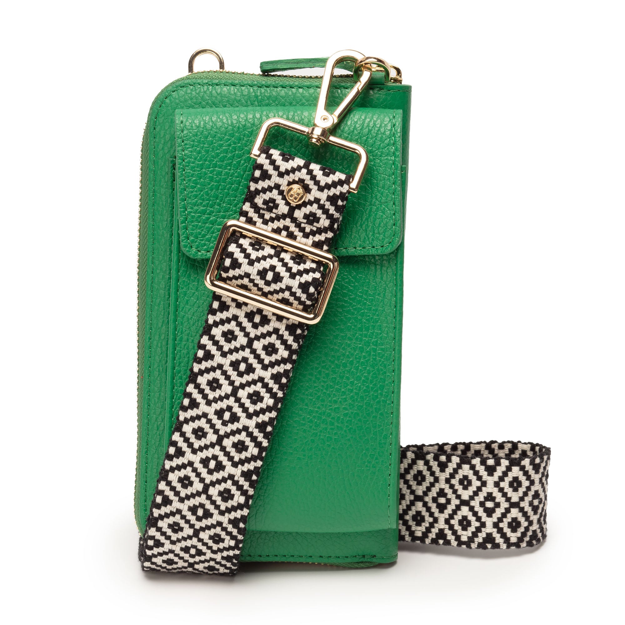 Phone bag Emerald (Knitted Diamond strap)