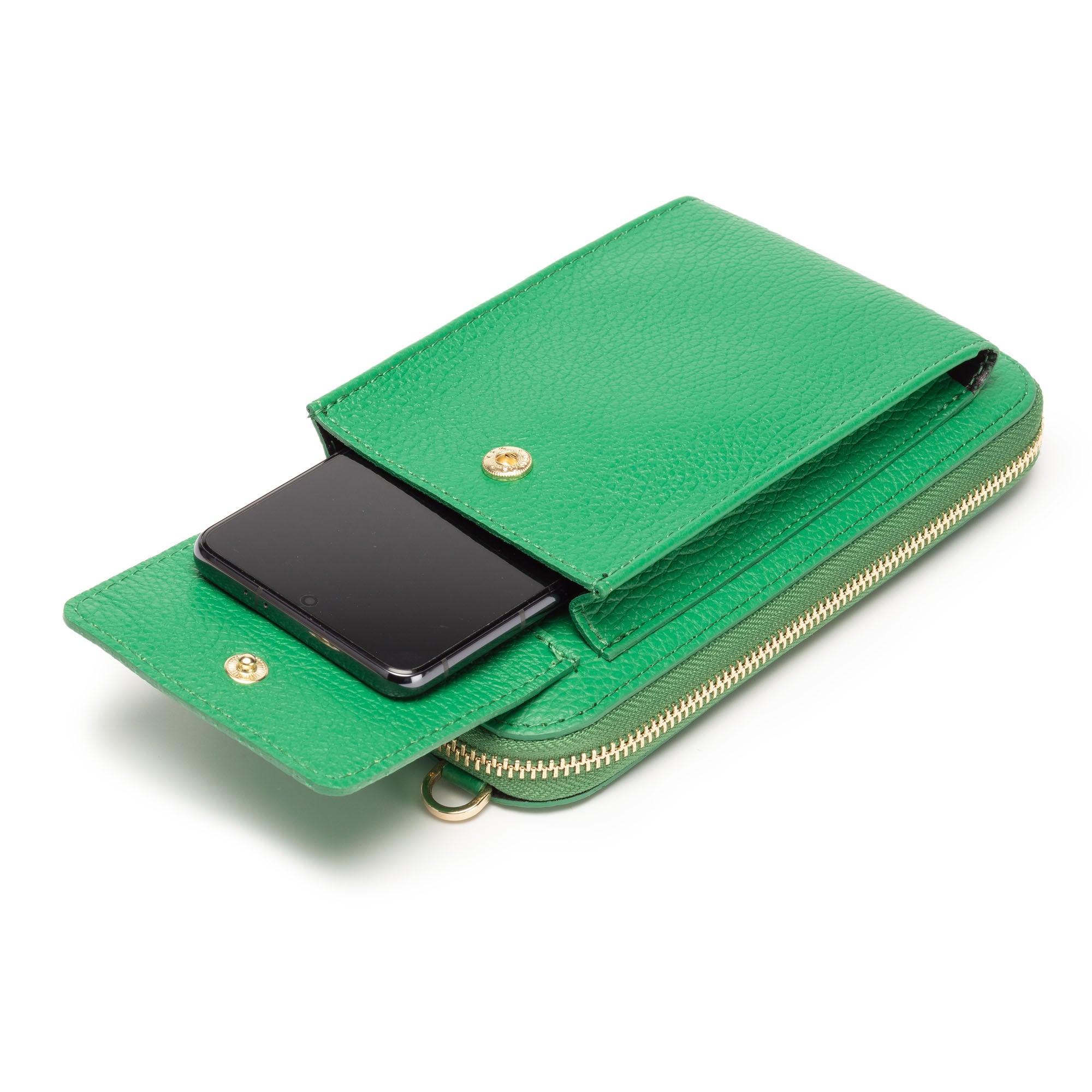 Phone bag Emerald (Knitted Diamond strap)