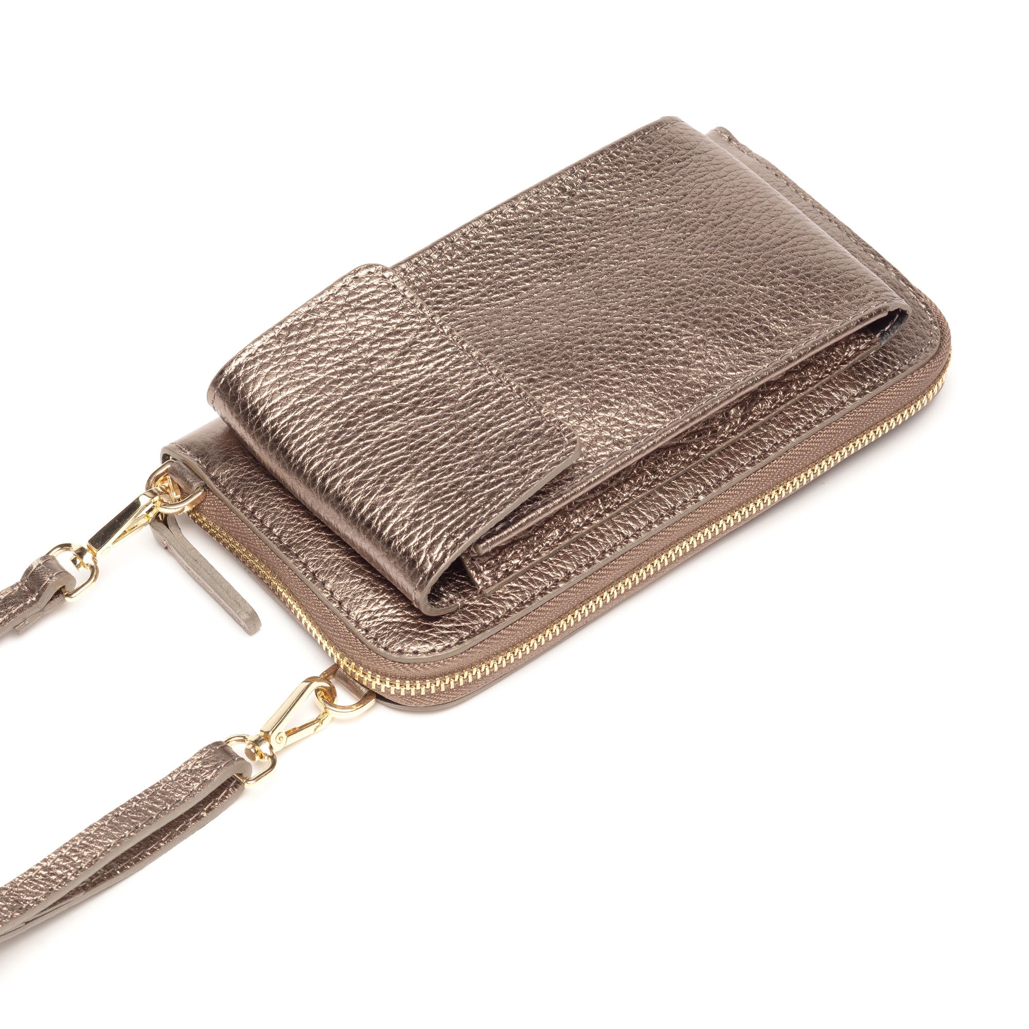 Phonebag Bronze (Black/Gold/White strap)