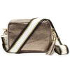CROSSBODY METALLISCHE BRONZE (SCHWARZ/GOLD/WEISS RIEMEN)